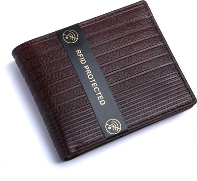 GO HIDE Men Casual Brown Genuine Leather Wallet(8 Card Slots)