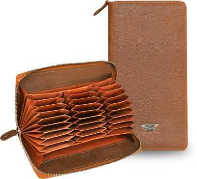 ABYS Men & Women Formal, Casual, Travel, Trendy Tan Genuine Leather Card Holder(27 Card Slots)