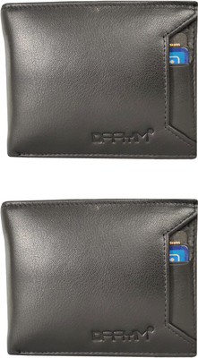 FF TRADERS Men Formal, Ethnic, Casual, Travel, Trendy Black, Black Artificial Leather Wallet(5 Card Slots, Pack of 2)