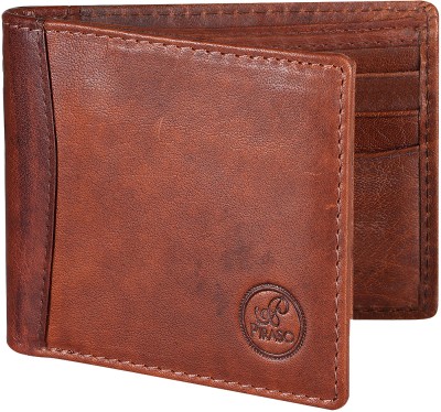 PIRASO Men Casual Tan Genuine Leather Wallet(8 Card Slots)