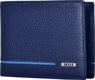 Skyle Men Formal Blue Genuine Leather Wallet(6 Card Slots)