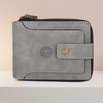 BULLFINCH Men Evening/Party, Trendy Grey Artificial Leather Wallet(8 Card Slots)