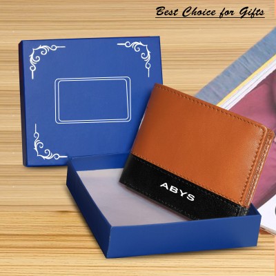 ABYS Men Casual, Ethnic, Evening/Party, Formal, Travel, Trendy Tan, Black Genuine Leather Wallet(4 Card Slots)