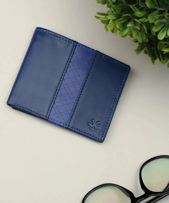 WROGN Men Casual, Formal Blue Genuine Leather Wallet(8 Card Slots)