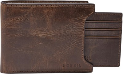 FOSSIL Men Casual Brown Genuine Leather Wallet(11 Card Slots)