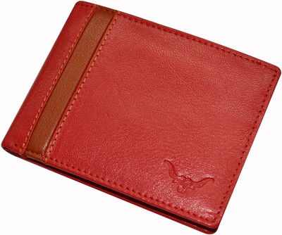 cadrohides Men Casual Red Genuine Leather Wallet(5 Card Slots)