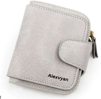 AlexVyan Women Casual, Ethnic, Evening/Party, Formal, Travel, Trendy Grey Genuine Leather Wallet(12 Card Slots)