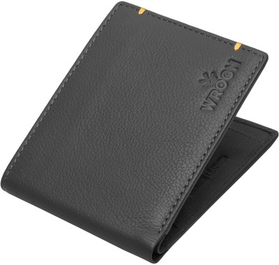 WROGN Men Black, Yellow Genuine Leather Wallet(4 Card Slots)