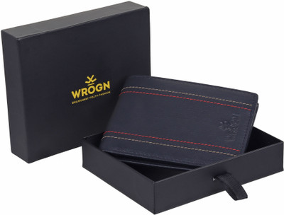 WROGN Men Casual Blue Genuine Leather Wallet(8 Card Slots)