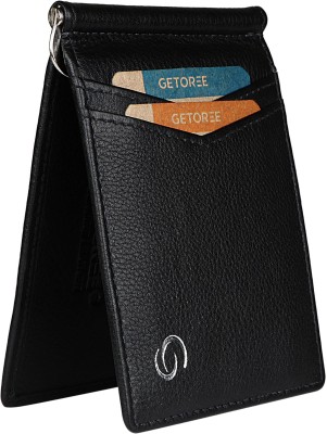 GETOREE Men & Women Casual Black Genuine Leather Money Clip(8 Card Slots)