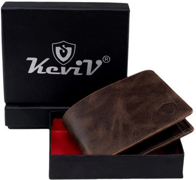 Keviv Men Brown Genuine Leather Wallet(5 Card Slots)