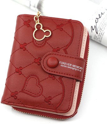 SYGA Women Red Genuine Leather Wallet(3 Card Slots)