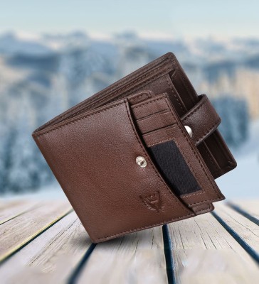 LORENZ Men Casual Brown Genuine Leather Wallet(4 Card Slots)