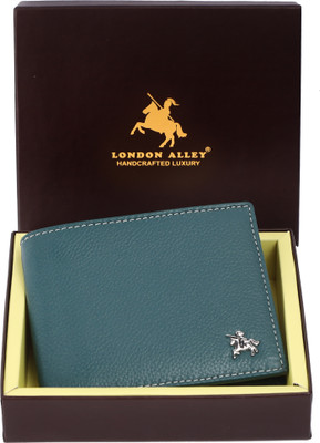 LONDON ALLEY Men Casual Green Genuine Leather Wallet(3 Card Slots)