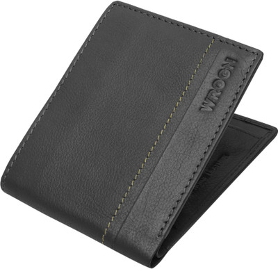 WROGN Men Casual Black Genuine Leather Wallet(4 Card Slots)
