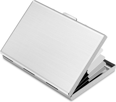 Khandhar RFID Protected 6 Slot SS Credit, ATM, Debit and Business Card Holder 6 Card Holder(Set of 1, Silver)