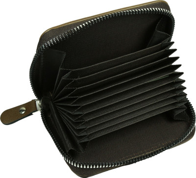 Style 98 Men & Women Casual Green Genuine Leather Card Holder(9 Card Slots)