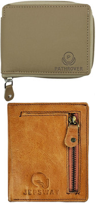 FF TRADERS Men Formal, Ethnic, Casual, Travel, Trendy Beige, Tan Artificial Leather Wallet(5 Card Slots, Pack of 2)