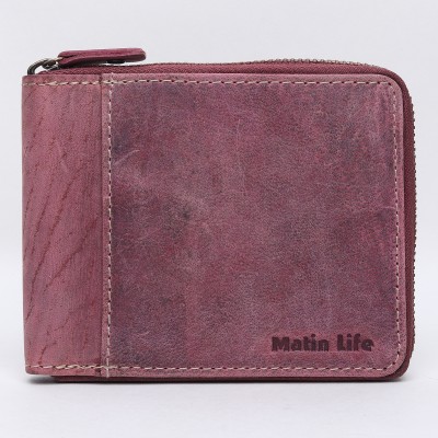 MATIN Life Men Formal Pink Genuine Leather Wallet(4 Card Slots)