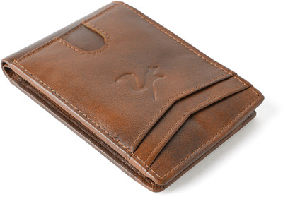 COYOTX Men Casual Tan Genuine Leather Wallet(9 Card Slots)