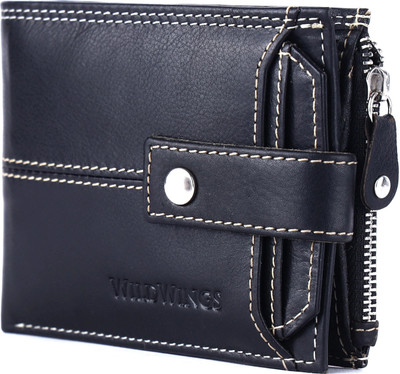 WILDWINGS Men Trendy, Evening/Party, Casual, Formal Black Genuine Leather Wallet(9 Card Slots)
