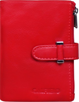 Calfnero Women Red Genuine Leather Wallet(6 Card Slots)