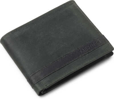 TANSTITCH Men Casual Green Genuine Leather Wallet(9 Card Slots)