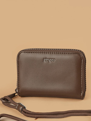 Ginger by Lifestyle Women Casual Brown Genuine Leather Wallet(2 Card Slots)