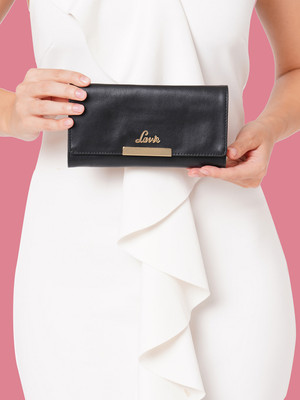 LAVIE Women Casual Black Artificial Leather Wallet(6 Card Slots)