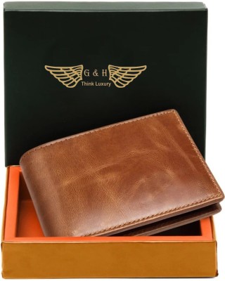 GH Men Formal, Travel Tan Genuine Leather Wallet(10 Card Slots)