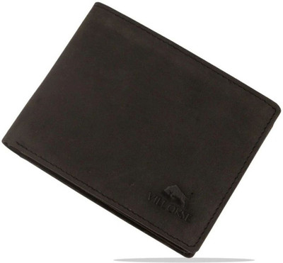 NSL Men Casual Black Genuine Leather Wallet(4 Card Slots)