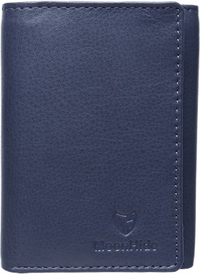 MoonHide Men Blue Genuine Leather Wallet(7 Card Slots)