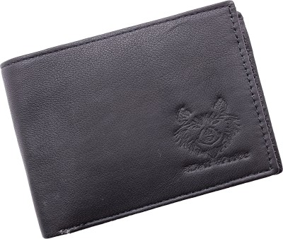 WOLF PRIDE Men Black Genuine Leather Wallet(7 Card Slots)