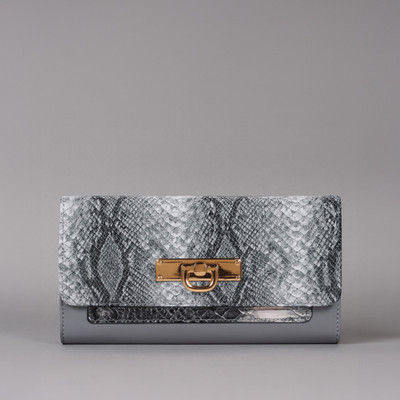 LINO PERROS Women Casual Grey Artificial Leather Wallet(12 Card Slots)