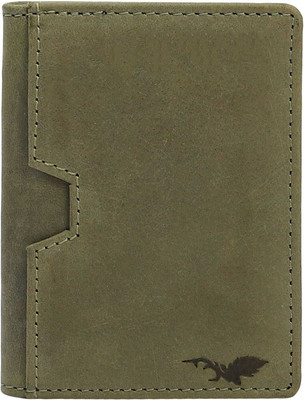 ALAIK Men Trendy Green Genuine Leather Card Holder(8 Card Slots)