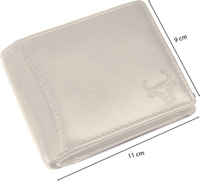 oxskin Men Formal Beige Genuine Leather Wallet(8 Card Slots)