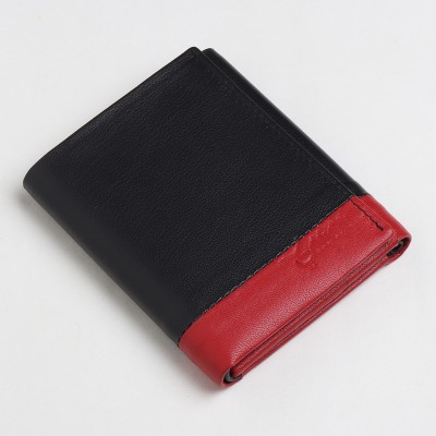 SAQAFY Men Casual, Ethnic, Formal, Evening/Party, Trendy, Travel Black, Red Genuine Leather Wallet(10 Card Slots)