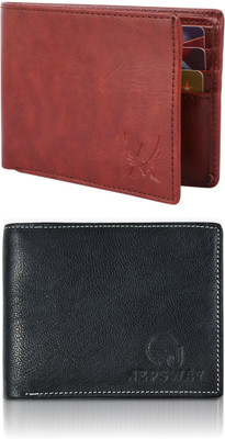 VIAZ VENTURES Men Casual, Formal, Trendy, Evening/Party, Travel Brown, Black, Black Artificial Leather Wallet(5 Card Slots, Pack of 2)