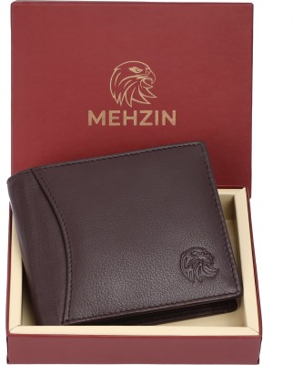 MEHZIN Men Formal Brown Genuine Leather Wallet(13 Card Slots)