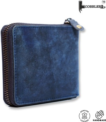 Cobbler Men & Women Trendy Blue Genuine Leather Wallet(8 Card Slots)