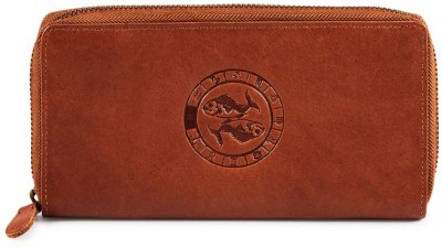 Savage Hide Women Orange Genuine Leather Wallet(12 Card Slots)