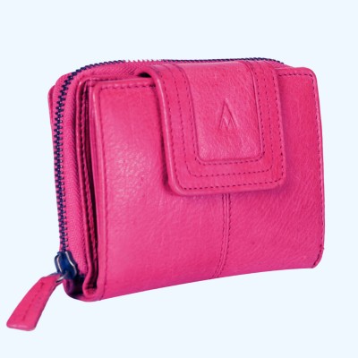 WILDVIBEZ Women Casual Pink Genuine Leather Wrist Wallet(22 Card Slots)