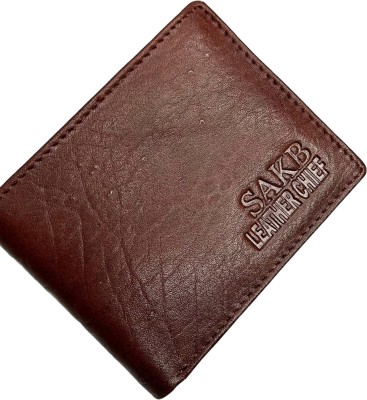 SAKB Men Casual Tan Genuine Leather Wallet(8 Card Slots)