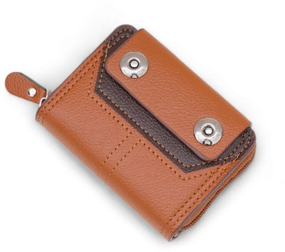 zaphod Men Tan Artificial Leather Card Holder(5 Card Slots)