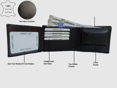 Shononi Men & Women Casual Brown Genuine Leather Wallet(8 Card Slots)