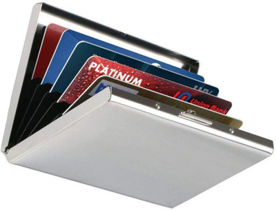 HYDEY Men & Women Formal, Casual Silver Aluminium Card Holder(6 Card Slots)