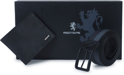 Red Tape Wallet & Belt Combo(Grey, Black)