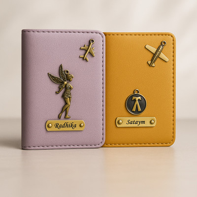celad Men & Women Travel Purple, Yellow Artificial Leather Wallet(4 Card Slots, Pack of 2)