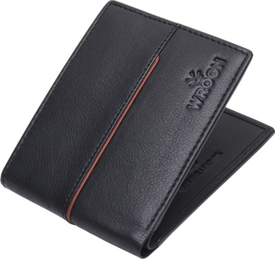 WROGN Men Black Genuine Leather Wallet(8 Card Slots)