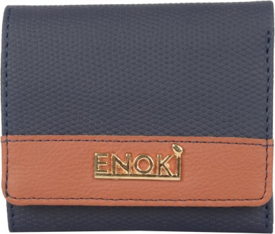 ENOKI Women Casual Blue Artificial Leather Wallet(5 Card Slots)